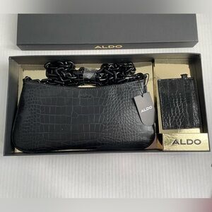 NWT ALDO black crossbody with card holder